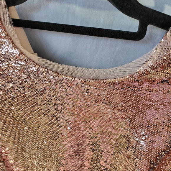 Calvin Klein Sequin Long-Sleeve Mini Dress - Rose Gold Size 4 - Picture 5 of 9